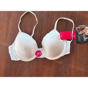 Lily of France Bra Demi Padded Underwire Cream Convertible Straps Lace Trim 34B